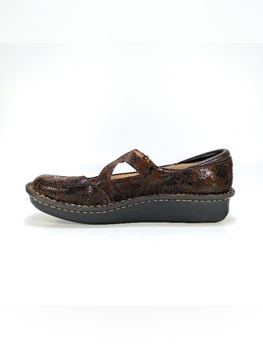 Alegria Jill 562 Womens 7 Brown Leather Paisley Embossed Mary Jane - Picture 2 of 11